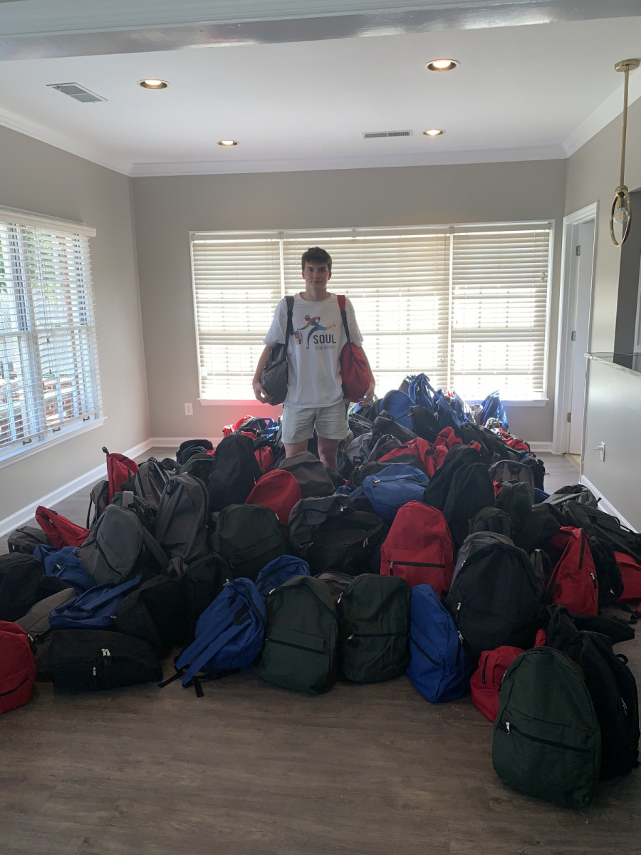 300 backpacks, ready to go!